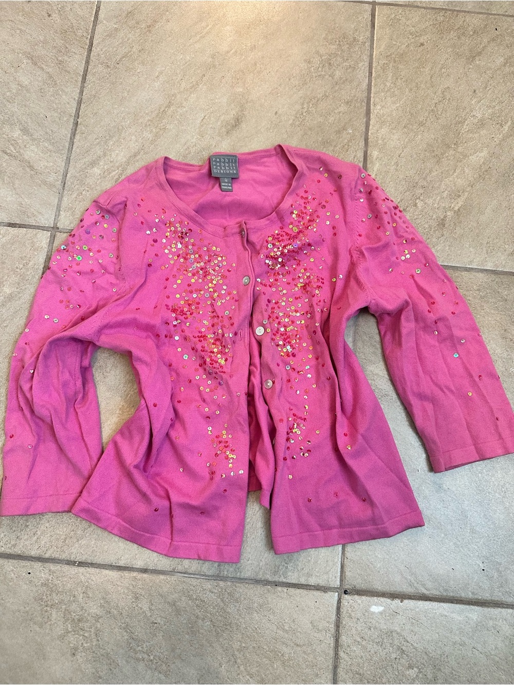 Rabbit Rabbit Rabbit Hot Pink Sequin-Embellished Cardigan Jacket